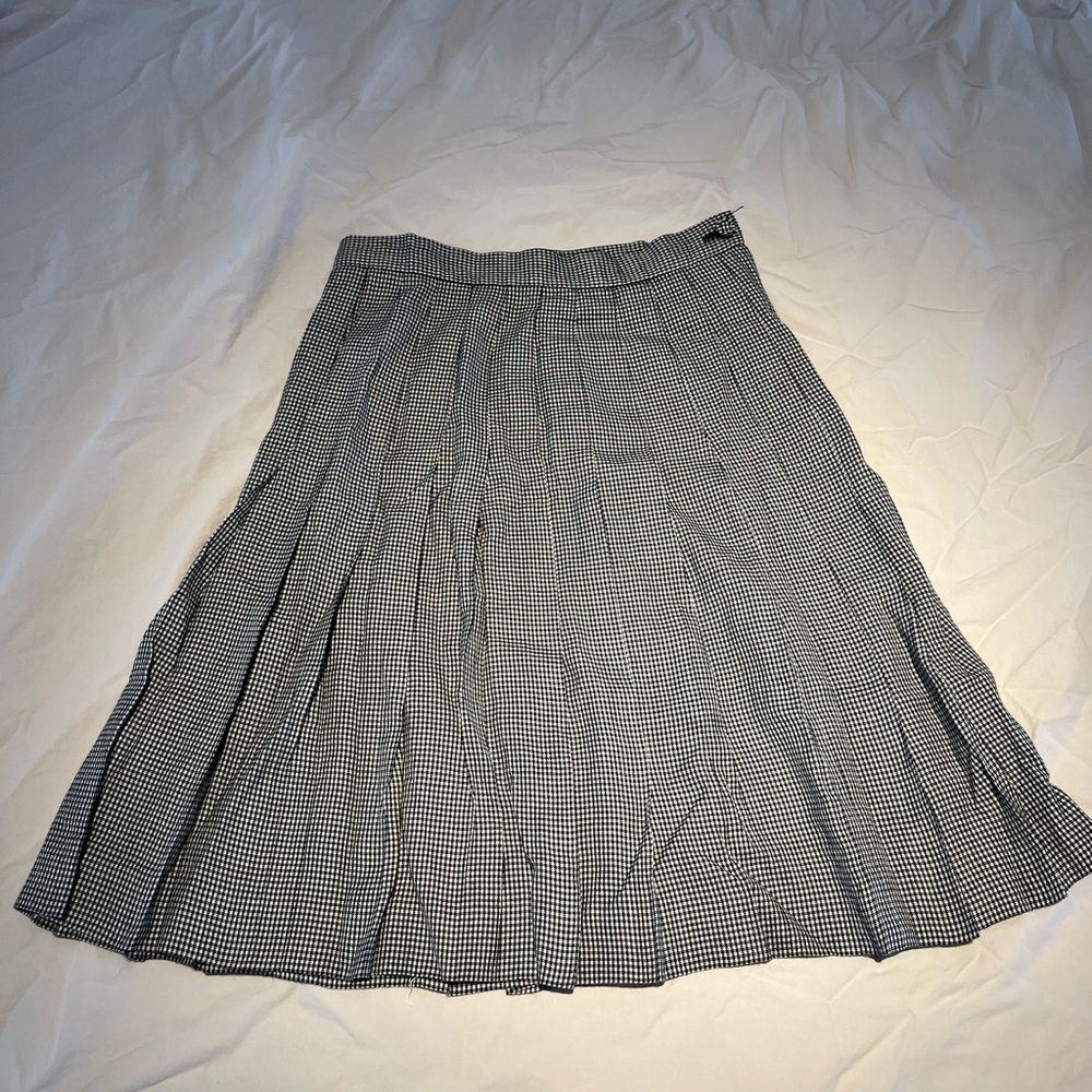 Vintage check school girl midi skirt